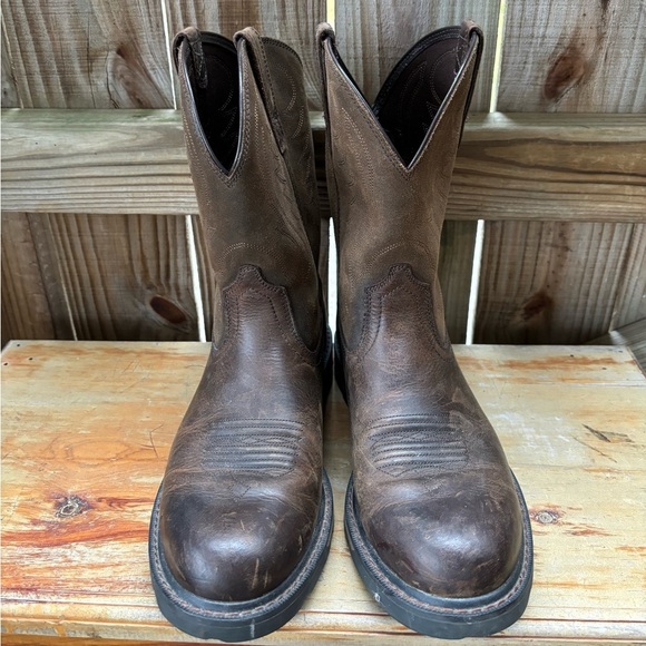 Ariat Brown Leather & Suede Groundbreaker Soft Round Toe Work Boots Size 11EE - Picture 6 of 15